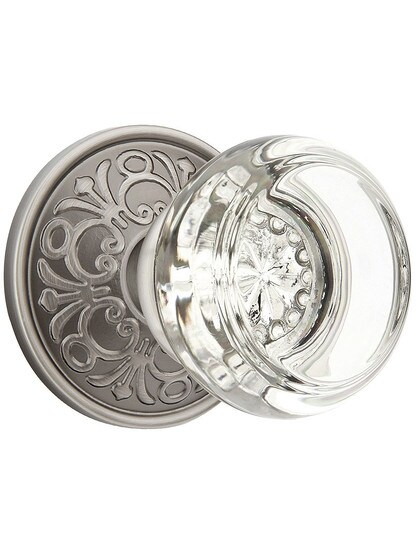 Lancaster Door Set With Georgetown Crystal Knobs in Antique Pewter.